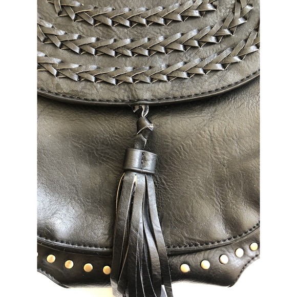 Antik Kraft Black Purse Crossbody Tassel Boho Studs Western - Picture 9 of 10